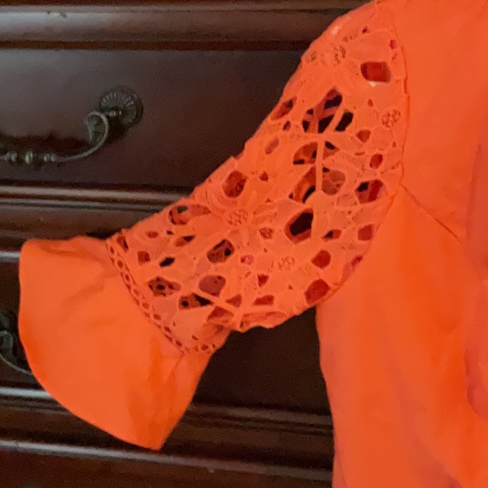 Orange Ruched Ruffled Blouse🍊 - Picture 4 of 7